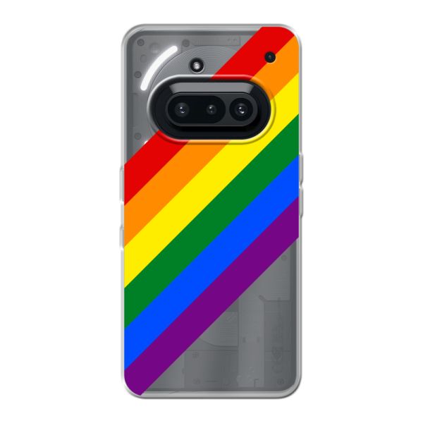 Coque Nothing Phone (3a) flexible transparente avec arc-en-ciel diagonal - rayures Pride