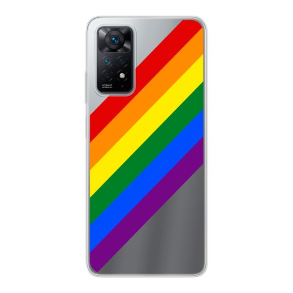 Funda Xiaomi Redmi Note 11 Pro flexible transparente con arcoíris diagonal - rayas Pride