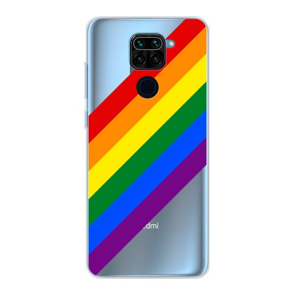 Funda Xiaomi Redmi Note 9 flexible transparente con arcoíris diagonal - rayas Pride