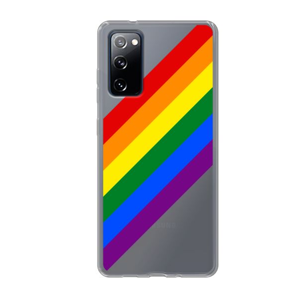 Coque Samsung Galaxy S20 FE flexible transparente avec arc-en-ciel diagonal - rayures Pride