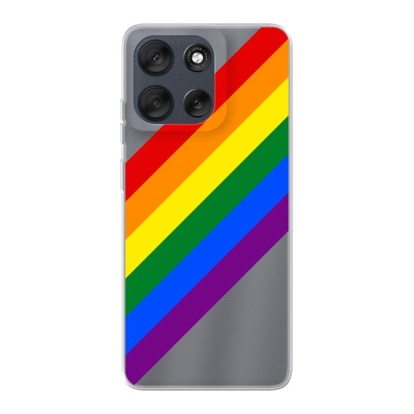 Funda Motorola Moto G56 flexible transparente con arcoíris diagonal - rayas Pride
