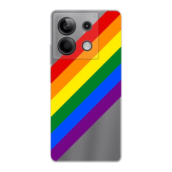 Funda Xiaomi Redmi Note 13 5G flexible transparente con arcoíris diagonal - rayas Pride