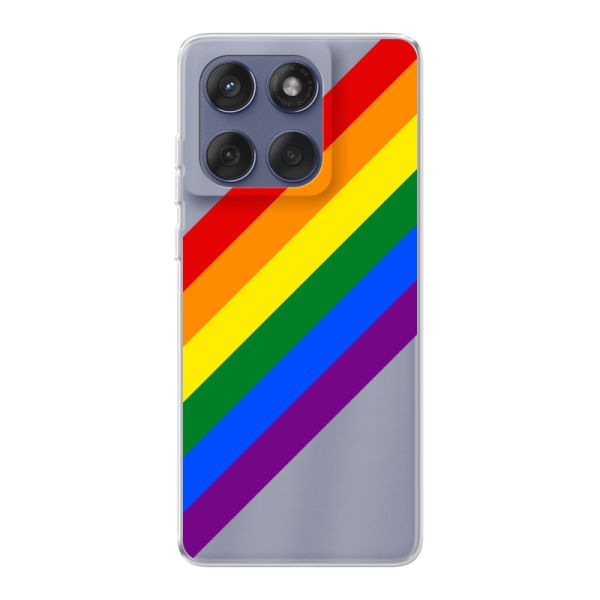Funda Motorola Edge 60 flexible transparente con arcoíris diagonal - rayas Pride