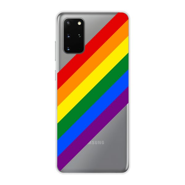 Coque Samsung Galaxy S20 Plus flexible transparente avec arc-en-ciel diagonal - rayures Pride