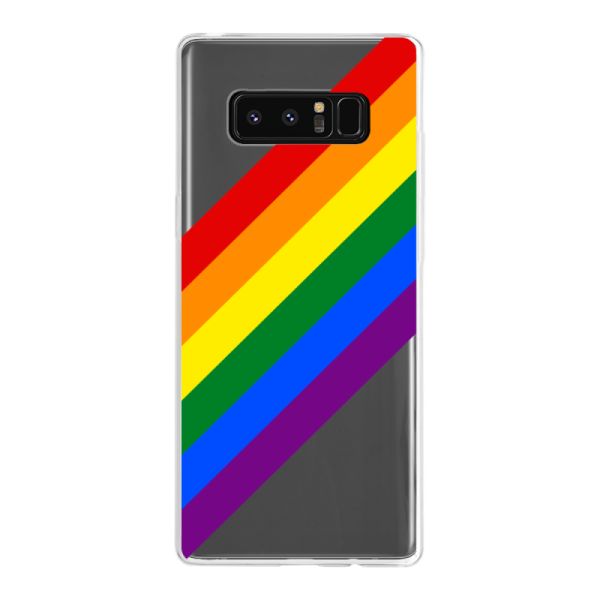 Funda Samsung Galaxy Note 8 flexible transparente con arcoíris diagonal - rayas Pride