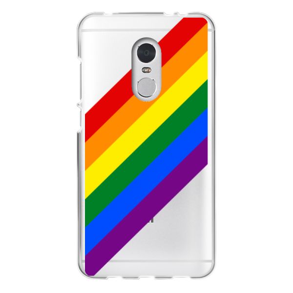 Funda Xiaomi Redmi 5 flexible transparente con arcoíris diagonal - rayas Pride