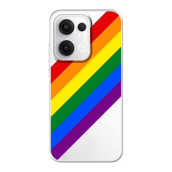 Funda Oppo Reno13 flexible transparente con arcoíris diagonal - rayas Pride