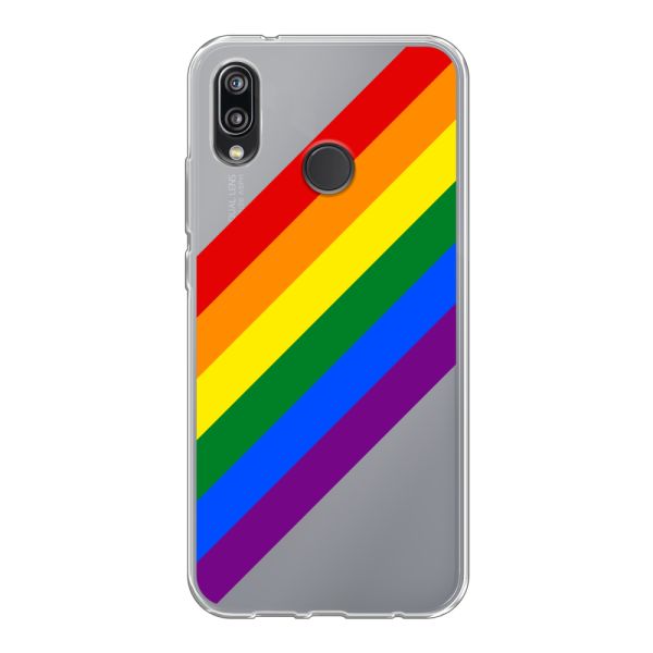 Funda Huawei P20 Lite flexible transparente con arcoíris diagonal - rayas Pride