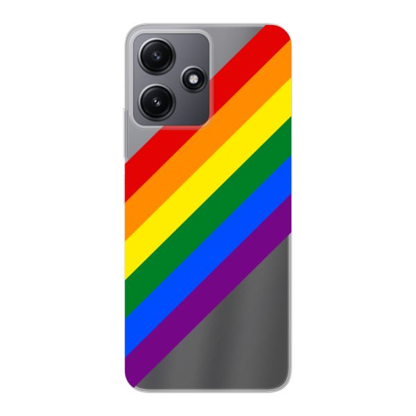 Funda Xiaomi Redmi 12 flexible transparente con arcoíris diagonal - rayas Pride