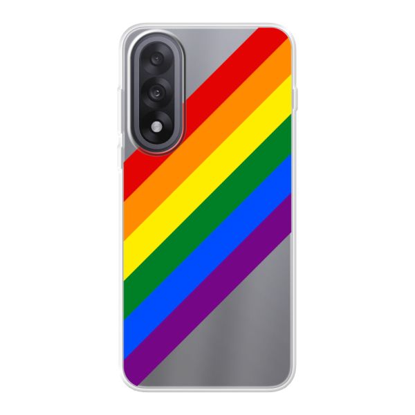 Funda OnePlus Nord 5 flexible transparente con arcoíris diagonal - rayas Pride