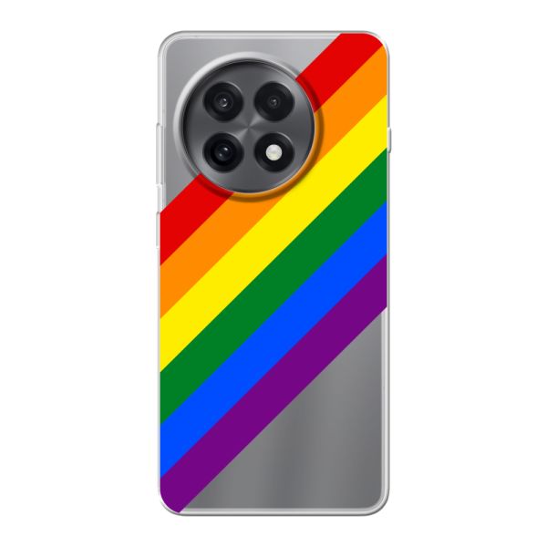 Funda OnePlus 13R flexible transparente con arcoíris diagonal - rayas Pride
