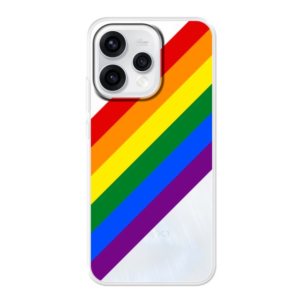 Funda Oppo Reno15 flexible transparente con arcoíris diagonal - rayas Pride