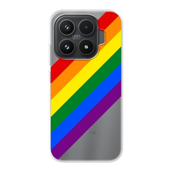 Funda Xiaomi 17T flexible transparente con arcoíris diagonal - rayas Pride