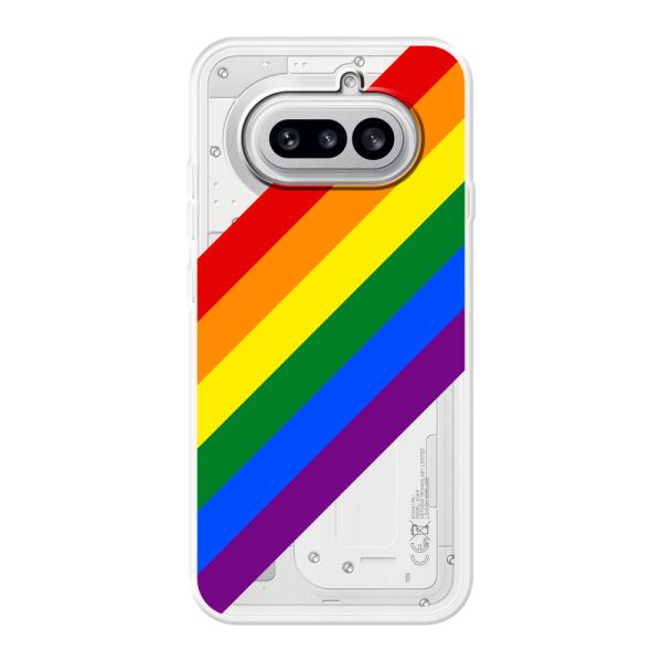 Coque Nothing Phone (4a) flexible transparente avec arc-en-ciel diagonal - rayures Pride