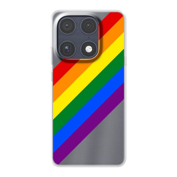 Funda Motorola Signature flexible transparente con arcoíris diagonal - rayas Pride