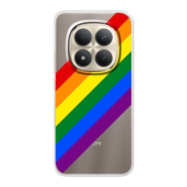 Funda Xiaomi Redmi Note 15 Pro+ flexible transparente con arcoíris diagonal - rayas Pride