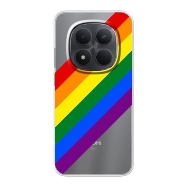 Funda Xiaomi Redmi Note 15 Pro (5G) flexible transparente con arcoíris diagonal - rayas Pride