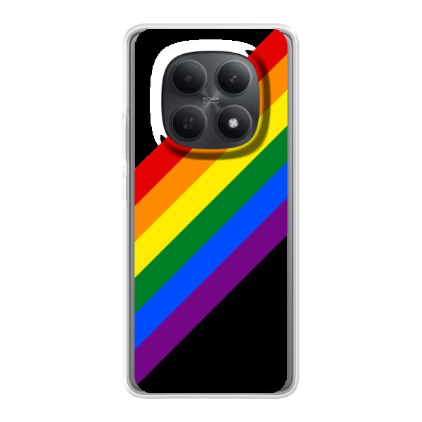 Funda Xiaomi Redmi Note 15 flexible transparente con arcoíris diagonal - rayas Pride