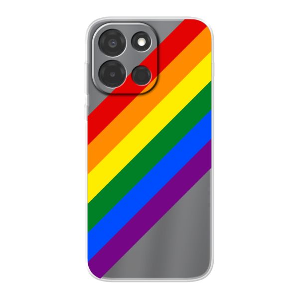 Funda OnePlus Nord 6 flexible transparente con arcoíris diagonal - rayas Pride