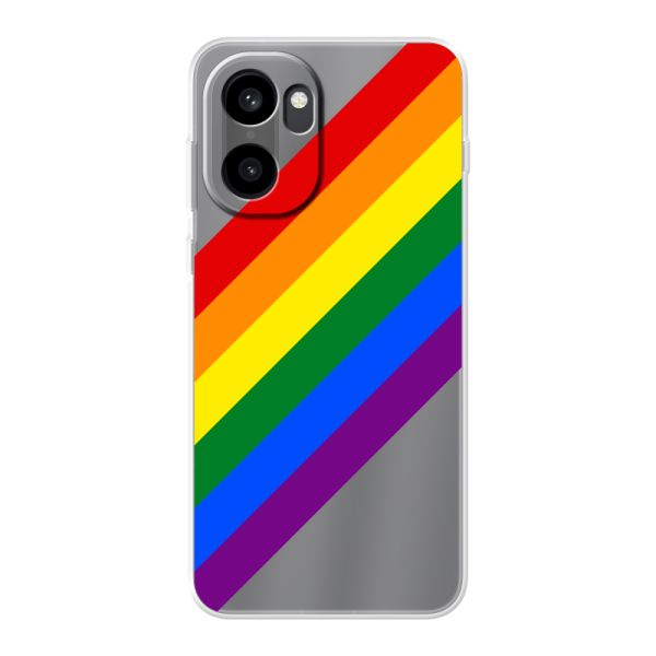 Transparant flexibel OnePlus 15R hoesje met Diagonale Regenboog - Pride Strepen
