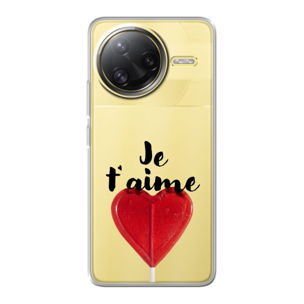 Funda Xiaomi Poco F7 Ultra flexible transparente con piruleta en forma de corazón - Je t'aime