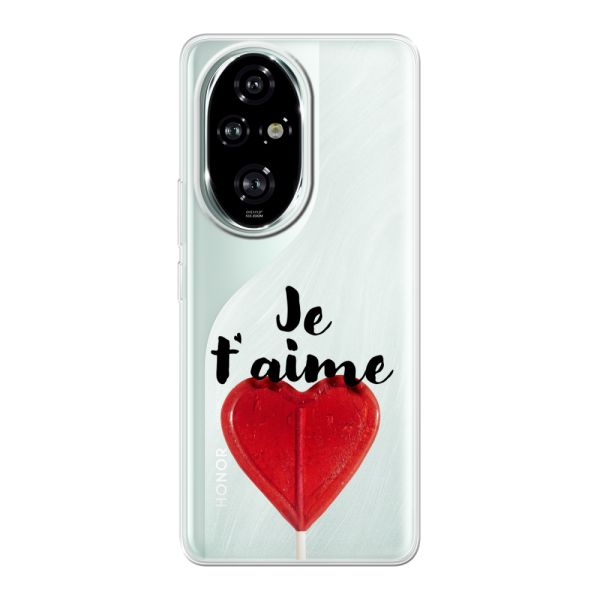 Transparant flexibel Honor 200 Pro hoesje met Hartvormige Lolly - Je t'aime