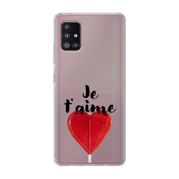 Transparant flexibel Samsung Galaxy A51 5G hoesje met Hartvormige Lolly - Je t'aime