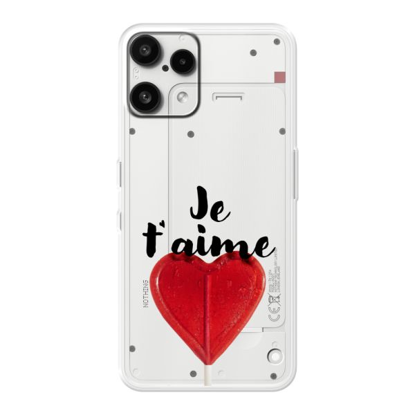Transparant flexibel Nothing Phone (3a) Lite hoesje met Hartvormige Lolly - Je t'aime