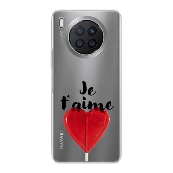 Transparant flexibel Huawei Nova 8i hoesje met Hartvormige Lolly - Je t'aime