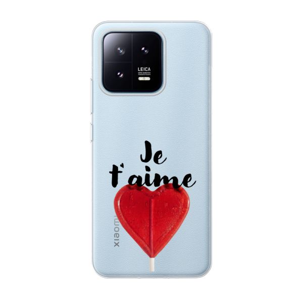 Funda Xiaomi 13 Pro flexible transparente con piruleta en forma de corazón - Je t'aime