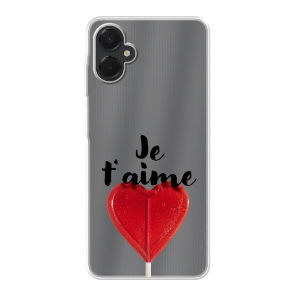 Transparant flexibel Samsung Galaxy A06 5G hoesje met Hartvormige Lolly - Je t'aime