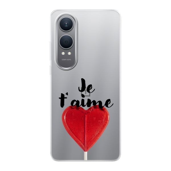 Funda OnePlus Nord CE 4 Lite flexible transparente con piruleta en forma de corazón - Je t'aime