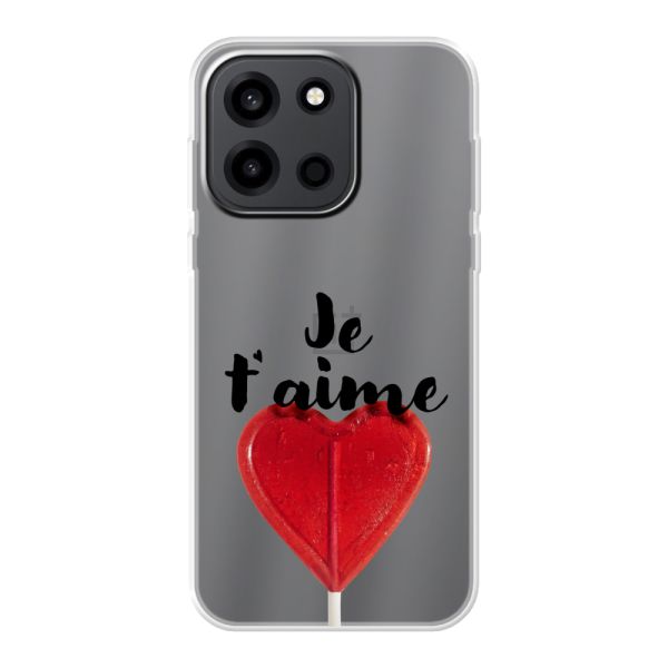 Transparente flexible OnePlus Turbo 6 5G Hülle mit herzförmigem Lutscher - Je t'aime