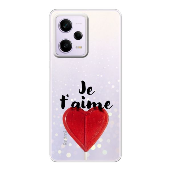 Funda Xiaomi Redmi Note 12 flexible transparente con piruleta en forma de corazón - Je t'aime