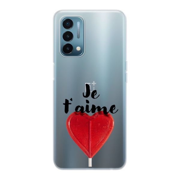 Funda OnePlus Nord N200 5G flexible transparente con piruleta en forma de corazón - Je t'aime