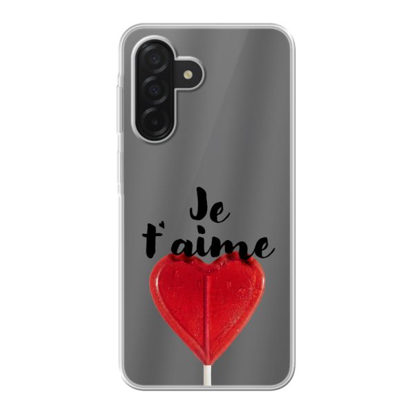 Transparant flexibel Samsung Galaxy A26 hoesje met Hartvormige Lolly - Je t'aime