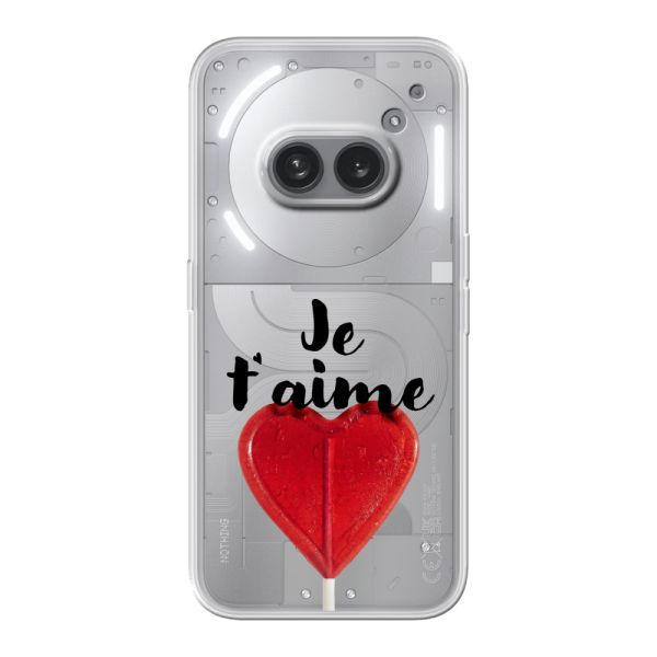 Transparant flexibel Nothing Phone (2a) Plus hoesje met Hartvormige Lolly - Je t'aime