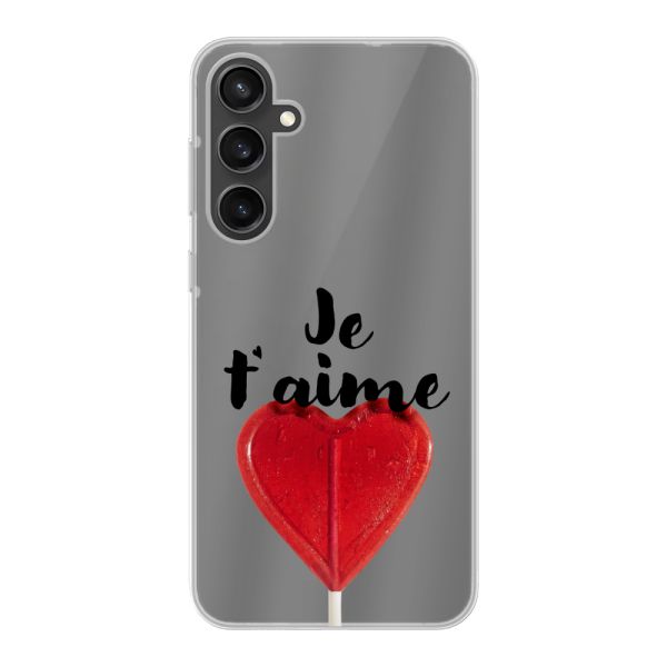 Transparant flexibel Samsung Galaxy S23 FE hoesje met Hartvormige Lolly - Je t'aime