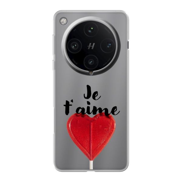 Funda Oppo Find X8 Pro flexible transparente con piruleta en forma de corazón - Je t'aime