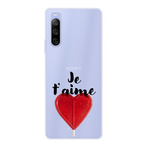 Transparant flexibel Sony Xperia 10 IV hoesje met Hartvormige Lolly - Je t'aime