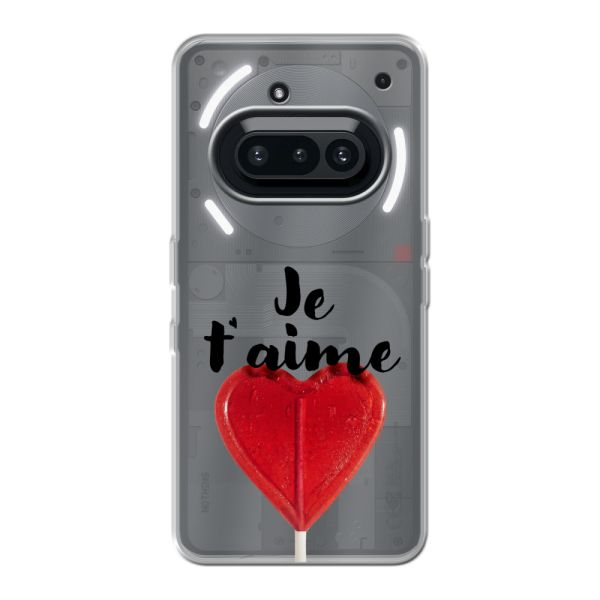 Transparant flexibel Nothing Phone (3a) hoesje met Hartvormige Lolly - Je t'aime