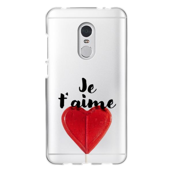 Funda Xiaomi Redmi 5 flexible transparente con piruleta en forma de corazón - Je t'aime