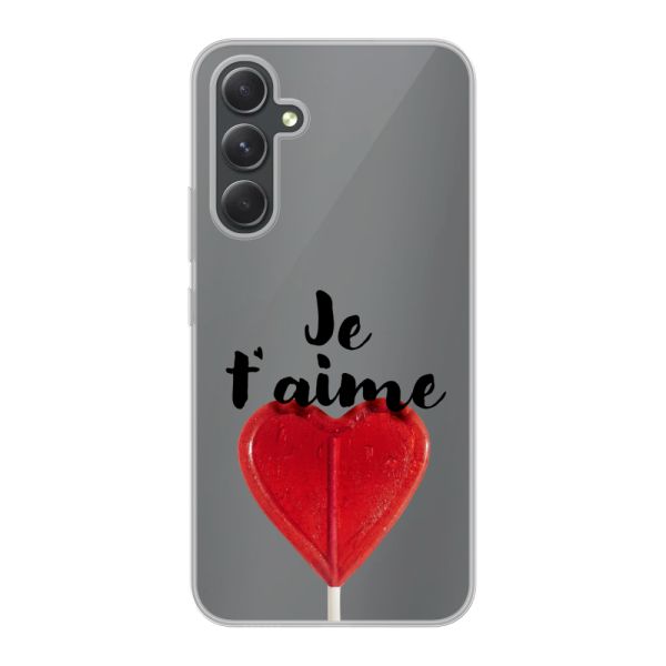 Transparant flexibel Samsung Galaxy A54 5G hoesje met Hartvormige Lolly - Je t'aime