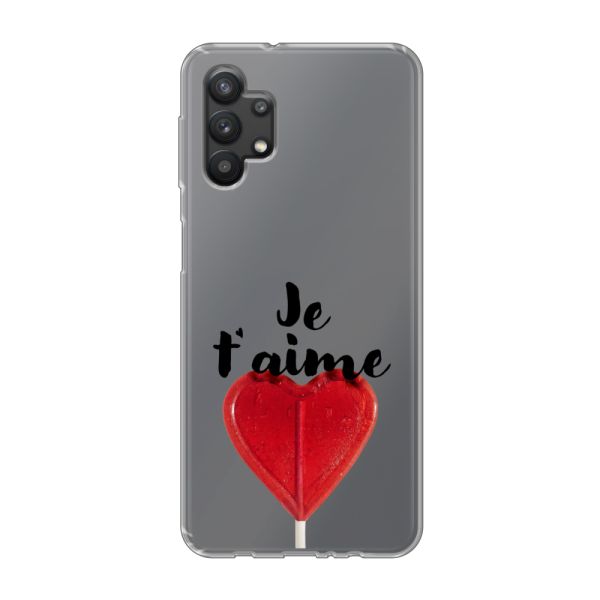 Transparant flexibel Samsung Galaxy A32 5G hoesje met Hartvormige Lolly - Je t'aime