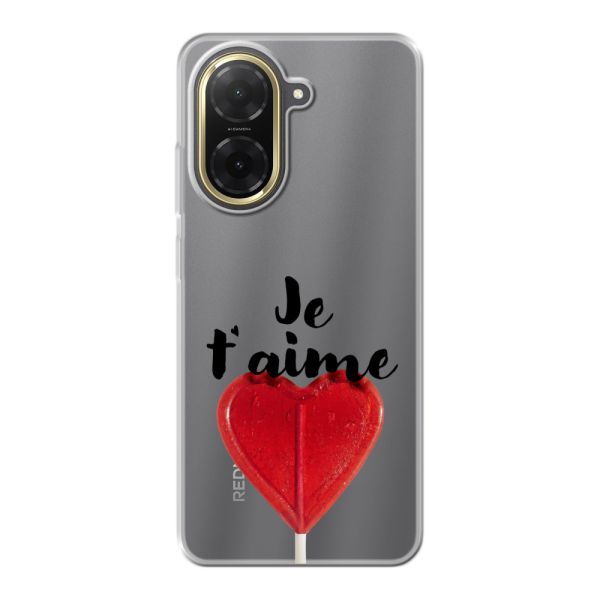 Funda Xiaomi Redmi A5 4G flexible transparente con piruleta en forma de corazón - Je t'aime