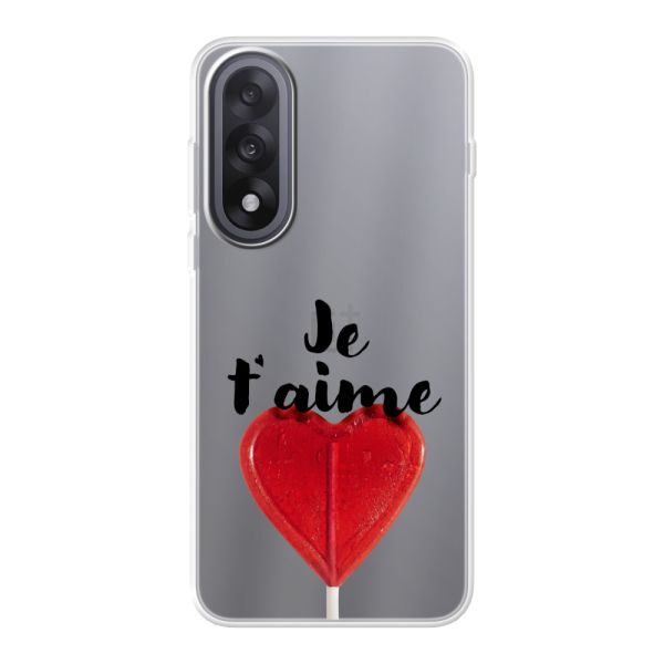 Funda OnePlus Nord 5 flexible transparente con piruleta en forma de corazón - Je t'aime
