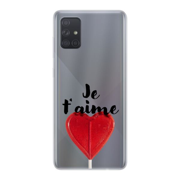 Transparant flexibel Samsung Galaxy A71 5G hoesje met Hartvormige Lolly - Je t'aime