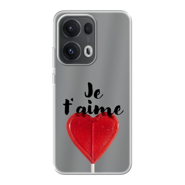 Funda Oppo Reno13 Pro flexible transparente con piruleta en forma de corazón - Je t'aime