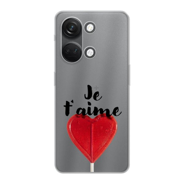Funda OnePlus Nord 3 flexible transparente con piruleta en forma de corazón - Je t'aime