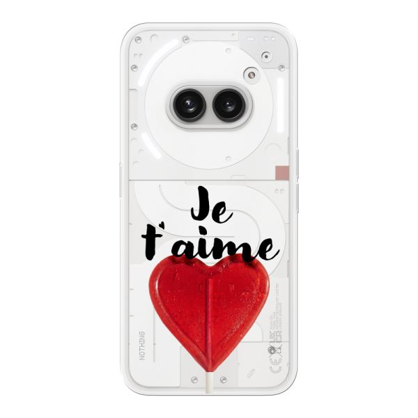 Transparant flexibel Nothing Phone (2a) hoesje met Hartvormige Lolly - Je t'aime